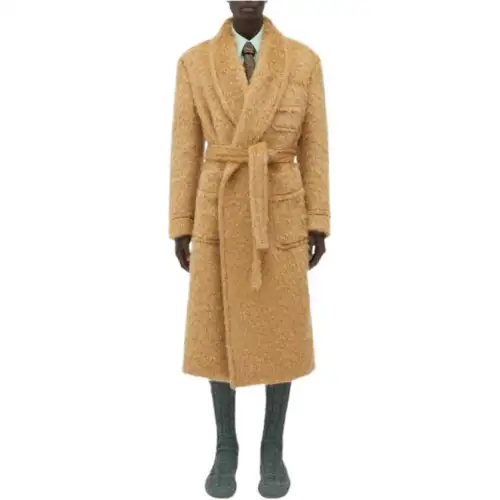 Bottega Veneta Coats Men's Camel Lapel Moderate Straight Fit