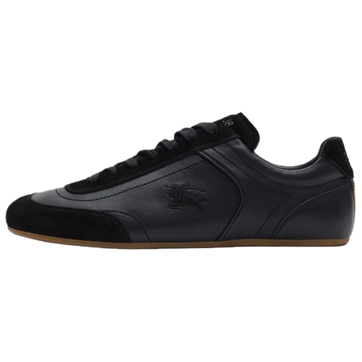 Burberry Burberry Knight Runner Lamb Leather Letter Logo Print Embroidered Round Toe Lace Sneakers Low Top Life Casual Shoes Men's Black