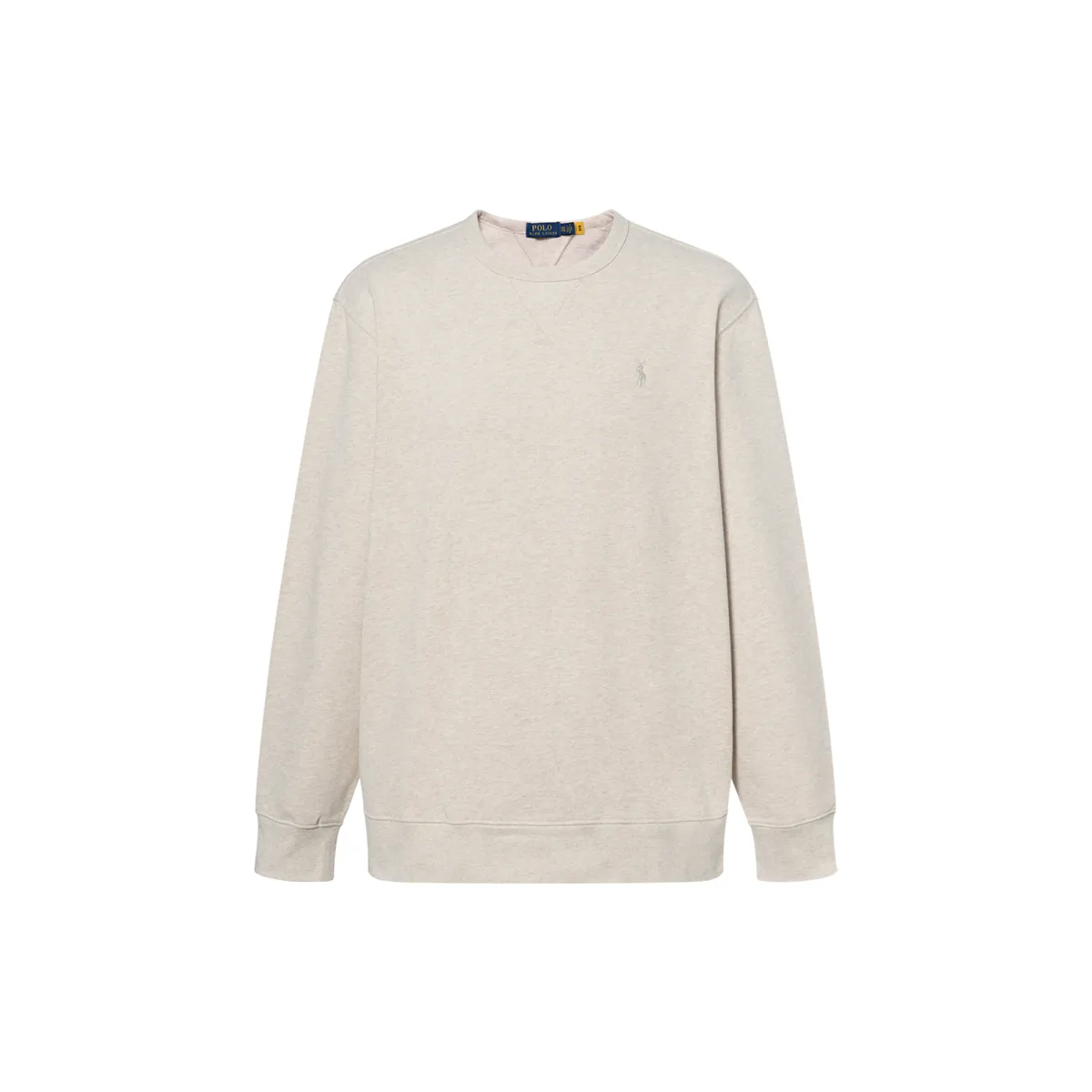 Polo Ralph Lauren FW23 Pony Logo Embroidery Crew Neck Fleece Lined Long Sleeved Sweatshirt Men's Beige Brown