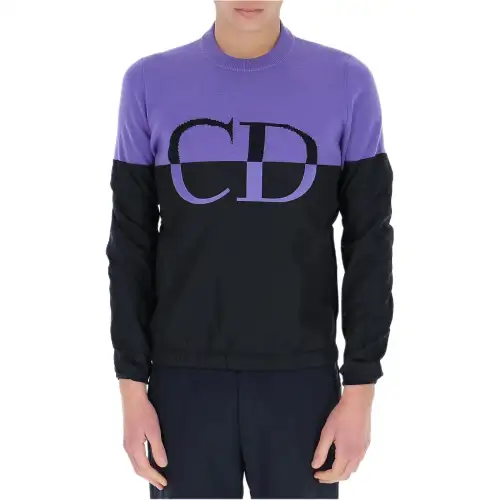 DIOR Sweatshirts Men's Purple Crew Neck Moderate Regular