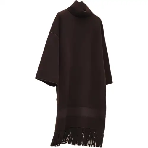 HERMES Cashmere Sweaters Women's Brown Turtleneck Moderate