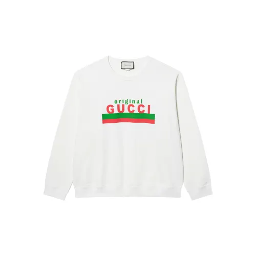 GUCCI Sweatshirts Men's White Crew Neck Moderate Regular