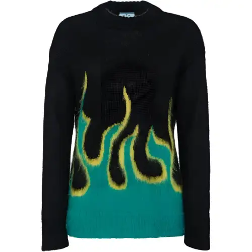 PRADA Sweaters Women's Black Crew Neck Moderate Other
