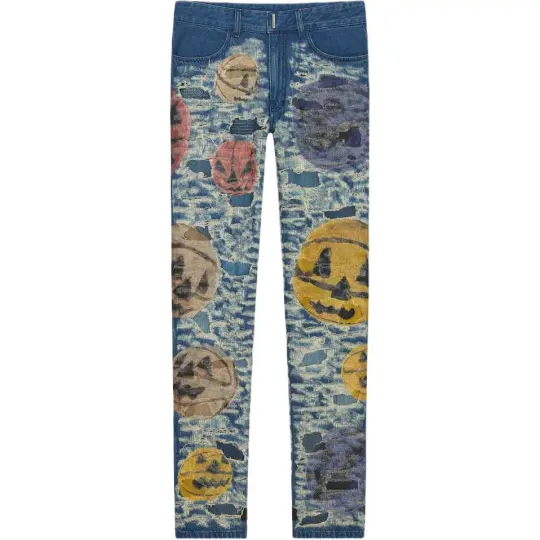 Givenchy X Josh Smith Destroyed Pumpkin Slim Fit Jeans