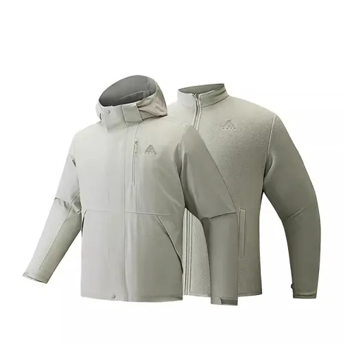 Anta Waterproof, Windproof, Breathable, Abrasion Resistant, Thermal Windbreaker Jacket Men's Cyan Bird Gray