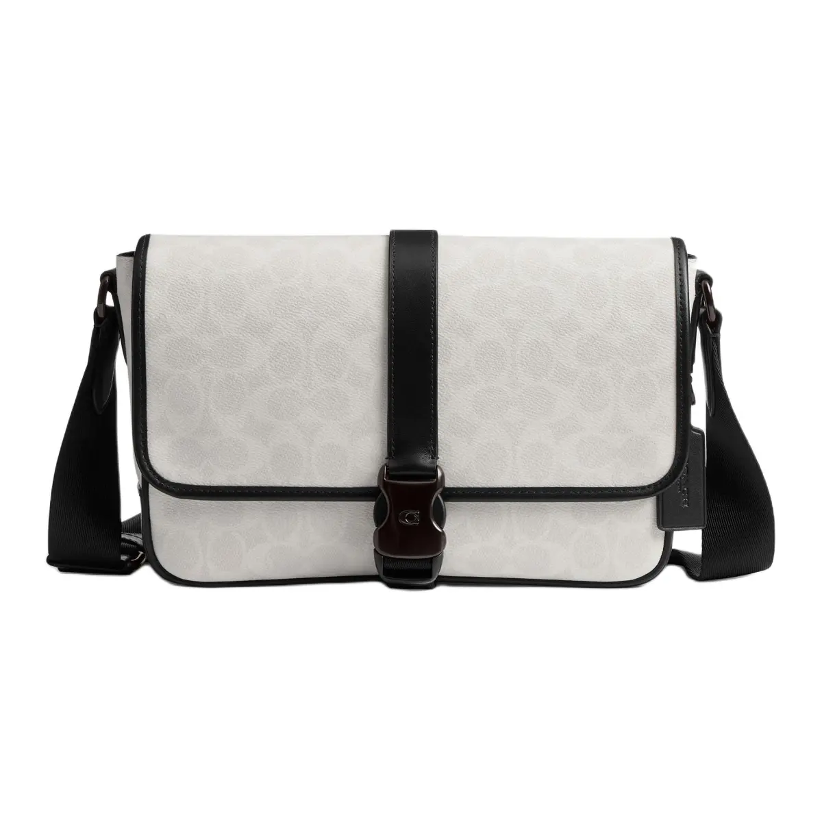 COACH League Artificial Leather With Cow Leather Crossbody Bags Large Men's White & Black