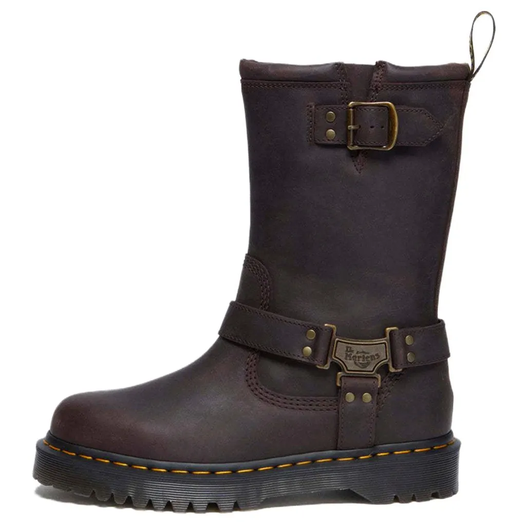 Anistone Dr.Martens High Leather Biker Boot 'Dark Brown'