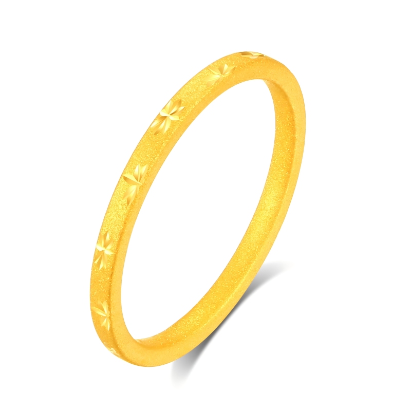 CHINA GOLD Retro diamond pattern hand-embossed simple rice-shaped ring 999 pure gold symmetrical aesthetic closed-loop starlight fashion high-end sense rational and romantic couple's choice gift gift price by gram gold ring same style for men and women