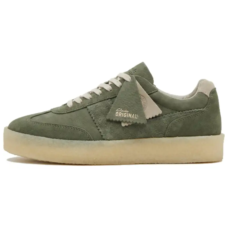 Clarks Suede Low top Skateboard Shoes Women's Khaki Green