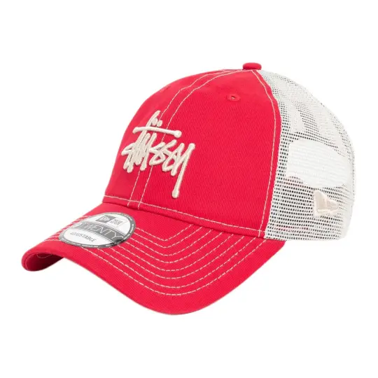 Stussy x New Era Cotton Baseball Caps Unisex Scarlet