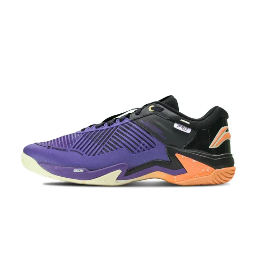 Li Ning Pro Textile, Synthetic Leather Cushioning Slip Resistant Abrasion Resistant Low top Badminton Shoes Unisex