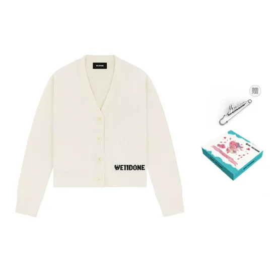 WE11DONE logo-intarsia wool cardigan