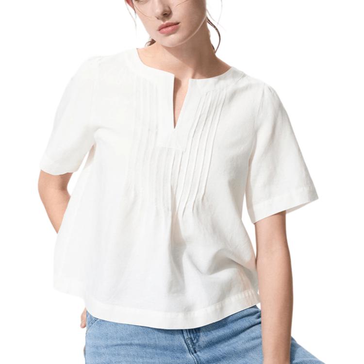 Женская рубашка UNIQLO Linen Blend (однотонная)