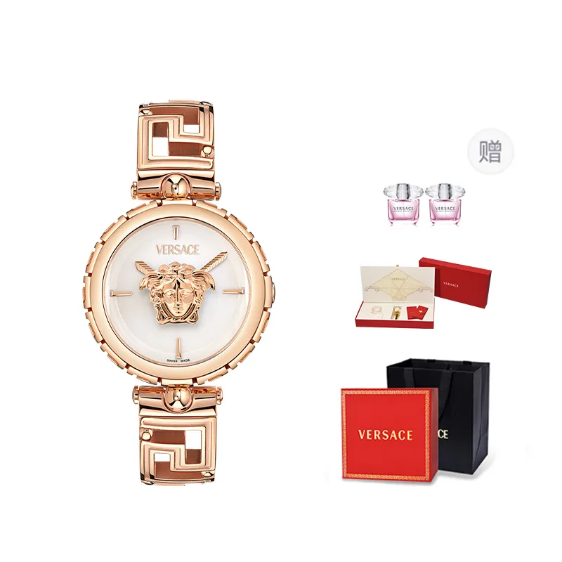 VERSACE Versace, white quartz dial, women's watch, perfume, gift box for leisure for students for men and women, quartz mechanism, 34mm, with your logo imprint, light luxury style, for beloved
