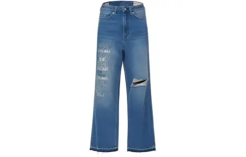 EVISU Jeans Women's Denim Blue Moderate Wide Leg Pants