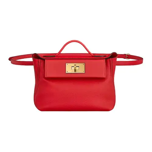 HERMES 24/24 Evercolor & Swift Calfskin Fanny Pack, Shoulder Bag, Crossbody Bag, Handbag Mini Women's Pepper Red