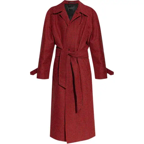 Balenciaga houndstooth-pattern belted coat