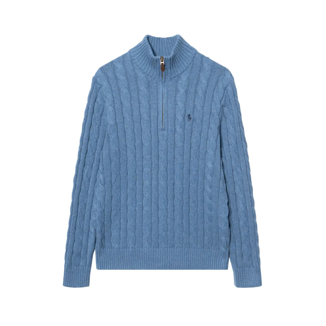Polo Ralph Lauren Cable Knit Sweater Knitwear Classic Version Men's Blue