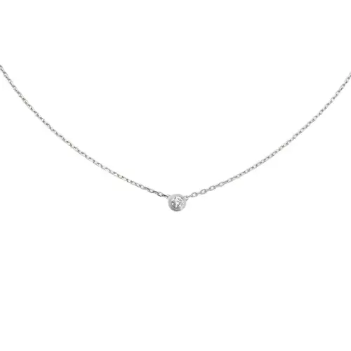 CARTIER D'Amour Diamond 18K White Gold Necklaces Unisex White Gold
