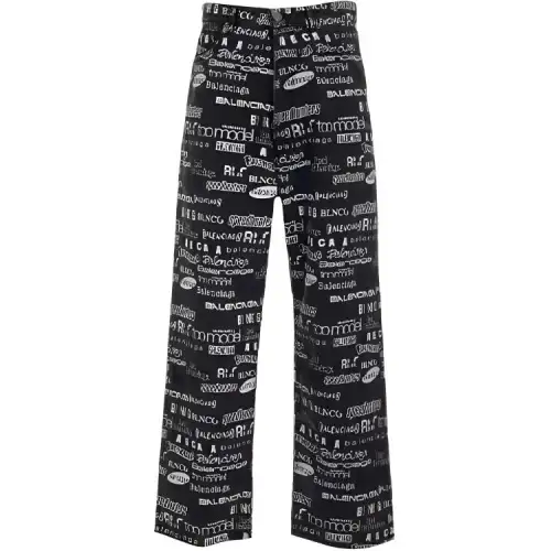 Balenciaga Casual Pants Men's Black Moderate Straight Fit Pants