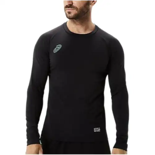 ASICS T Shirts Men's Black Crew Neck Moderate Straight Fit