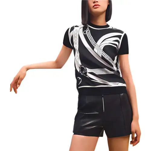 HERMES T Shirts Women's Black Crew Neck Moderate