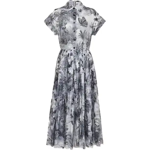 DIOR Quarterly New Products Short Sleeved Dresses Women's White Shirt Collar Moderate Mid Length