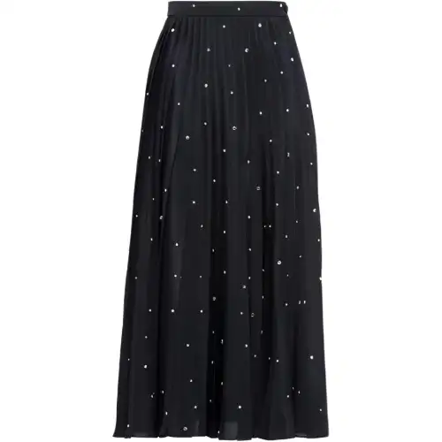 MIU MIU Casual Long Skirts Women's Black Moderate Long Pleated Skirt