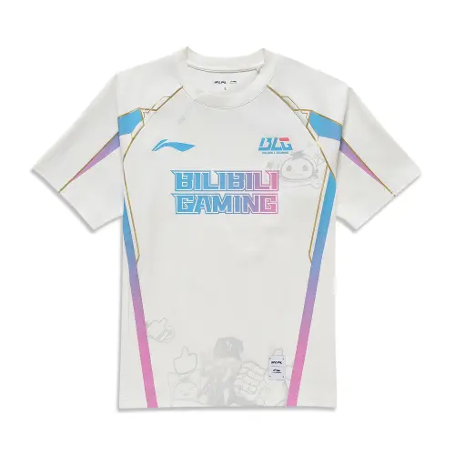 Li Ning T Shirts Unisex Ivory Crew Neck Moderate Straight Fit