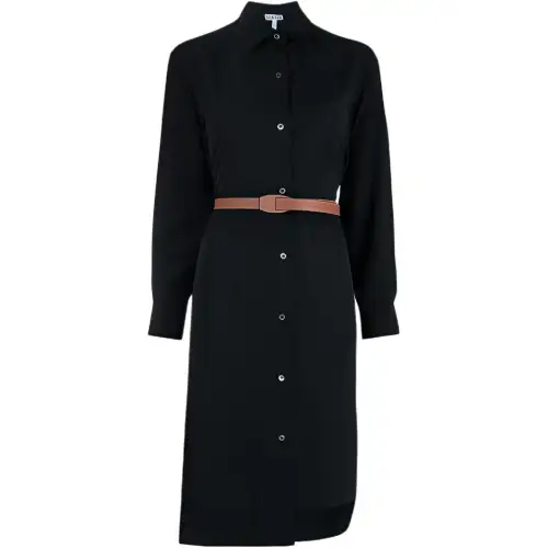LOEWE Long Sleeved Dresses Women's Black Square Collar Moderate