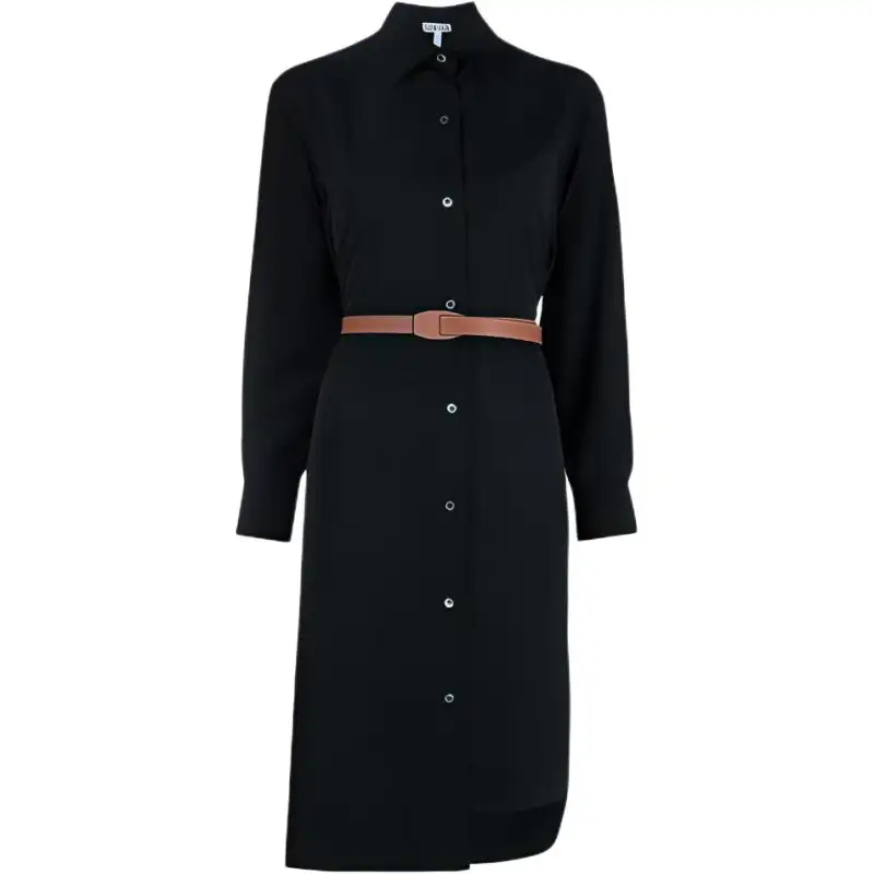 LOEWE Long Sleeved Dresses Women's Black Square Collar Moderate