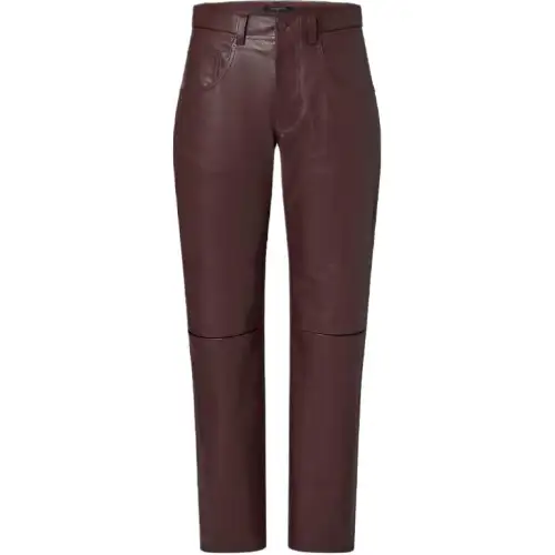 LOUIS VUITTON Leather Pants Women's Brown