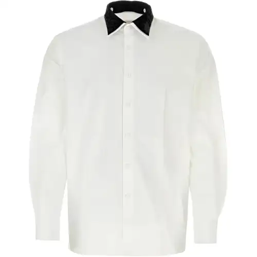 PRADA Shirts Men's White Lapel Moderate Shirt