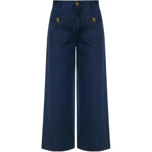 GUCCI Jeans Women's Blue Moderate Flared Pants