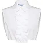 PRADA Crop Tops Women's White Lapel Moderate