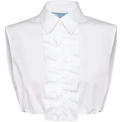 PRADA Crop Tops Women's White Lapel Moderate