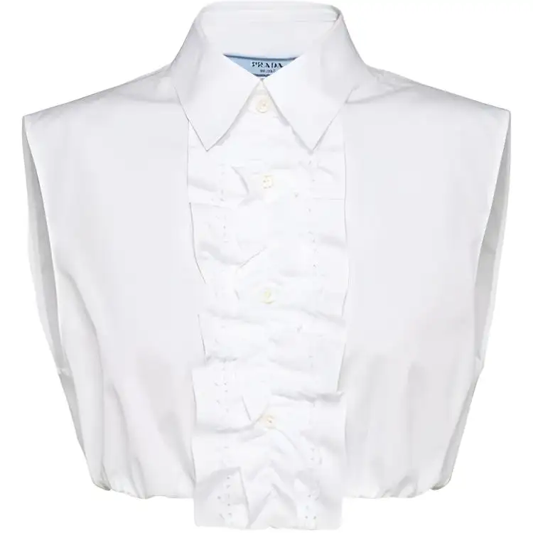 PRADA Crop Tops Women's White Lapel Moderate