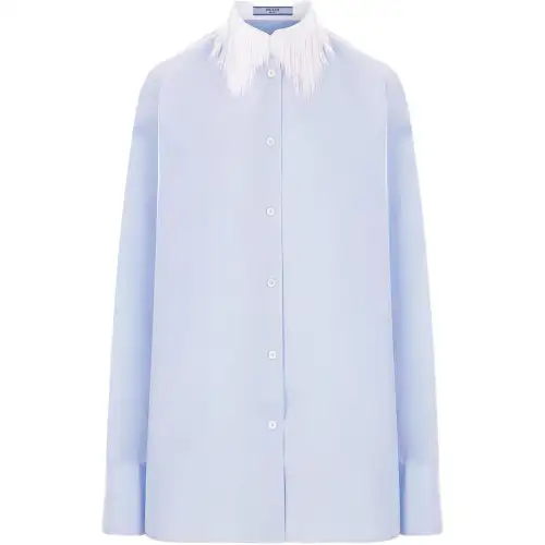 PRADA Fringed Collar Button Up Shirt