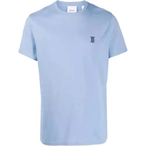 Burberry T Shirts Men's Blue Crew Neck Moderate Straight Fit