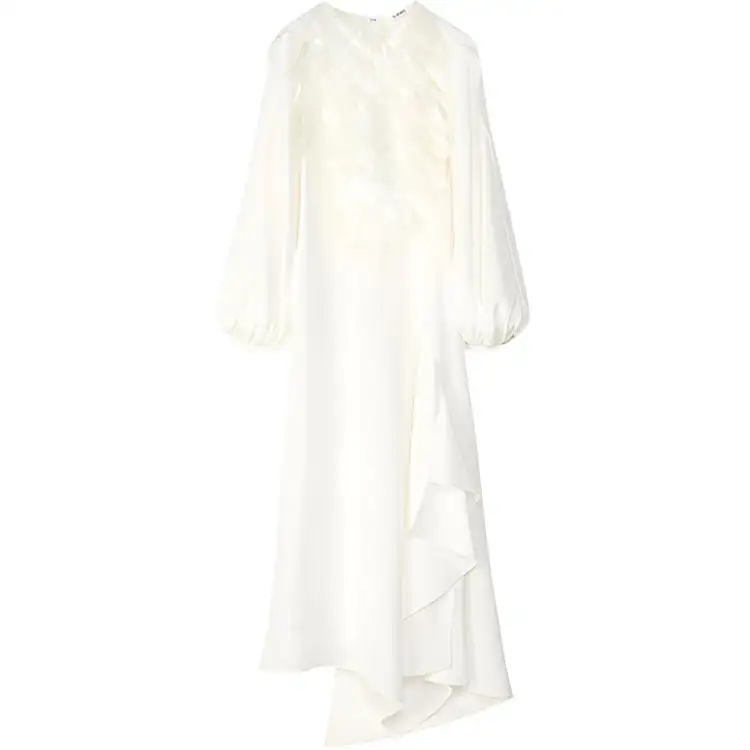 LOEWE Long Sleeved Dresses Women's White Crew Neck Moderate