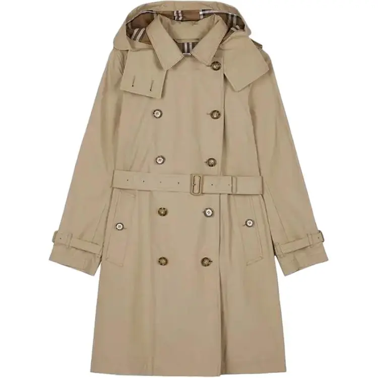 Burberry Trench Coats Women's Sand Hooded Moderate