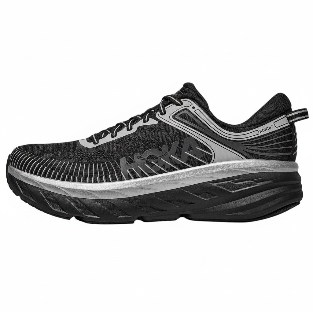 Мужские кроссовки HOKA Bondi 7 (черно-серебристые)