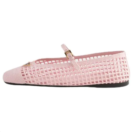 PRADA Leather, Textile Flat Mary Jane Shoes 0.5cm Women's Orchid Powder