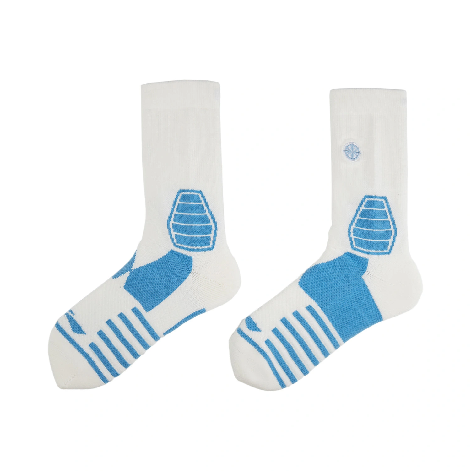 Li Ning Basketball Collection Crew Socks Unisex 1 Pack Standard White/Light Sky Blue/Island Blue