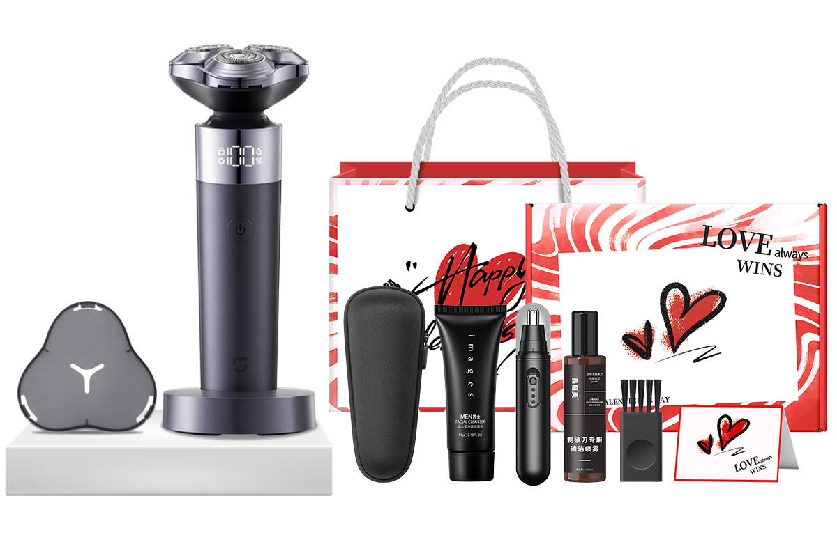 Xiaomi S302 rotary electric shaver, stainless steel three-blade head, full body washable, intelligent digital display, floating double-ring blade, no disassembly, quick wash, smooth men's razor