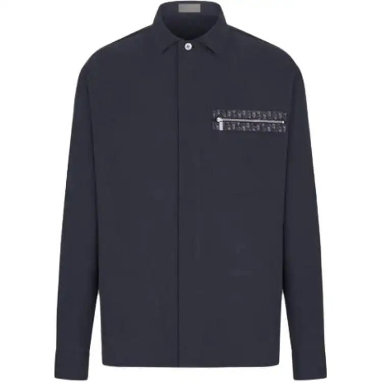 DIOR Quarterly New Products Shirts Men's Blue Stand Collar Moderate Other