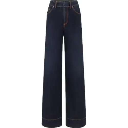 DIOR Jeans Women's Blue Moderate Wide Leg Pants