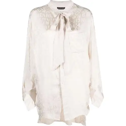 【Previous Season】logo-jacquard twisted swing blouse