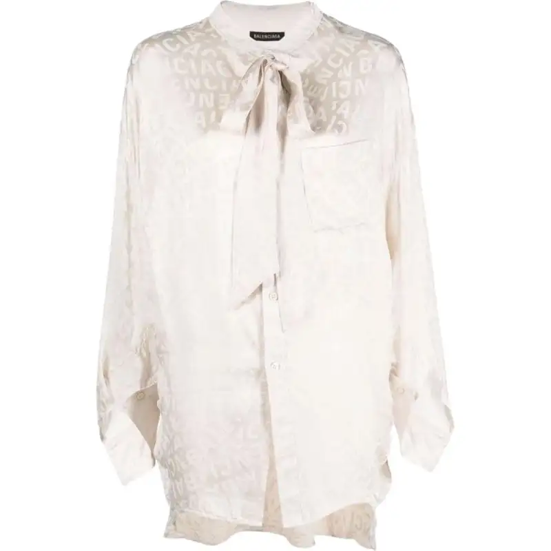 【Previous Season】logo-jacquard twisted swing blouse