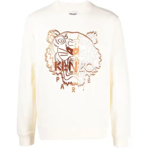 KENZO Sweatshirts Men's White Crew Neck Moderate Heavyweight